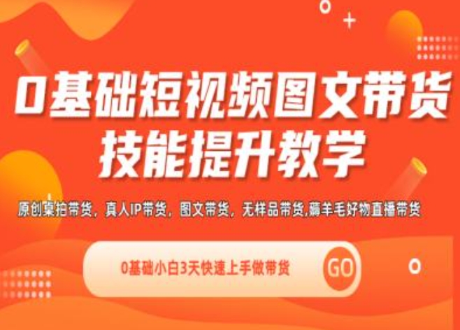 0基础短视频图文带货实操技能提升教学(直播课+视频课),0基础小白3天快速上手做带货-第2资源网