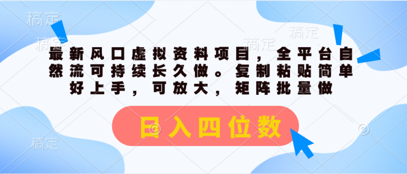 最新风口虚拟资料项目-全平台自然流可持续长久做。复制粘贴 日入四位数-第2资源网