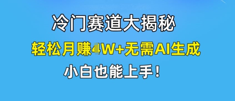 冷门赛道大揭秘-轻松月赚1W+无需AI生成-小白也能上手【揭秘】-第2资源网