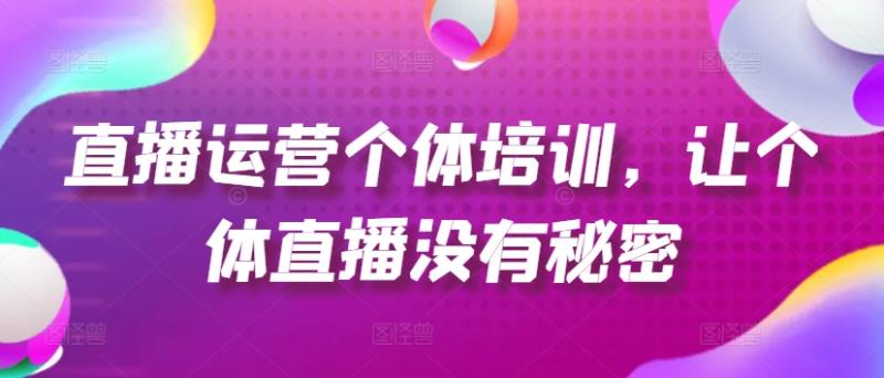 直播运营个体培训-让个体直播没有秘密-起号、货源、单品打爆、投流等玩法-第2资源网