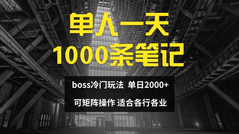 单人一天1000条笔记-日入2000+-BOSS直聘的正确玩法【揭秘】-第2资源网