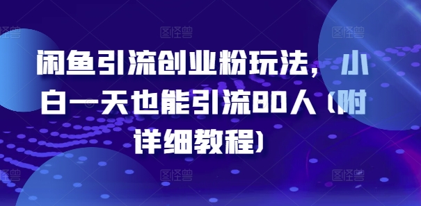 闲鱼引流创业粉玩法-小白一天也能引流80人(附详细教程)-第2资源网