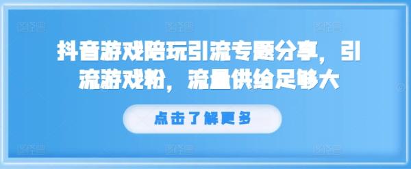 抖音游戏陪玩引流专题分享-引流游戏粉-流量供给足够大-第2资源网