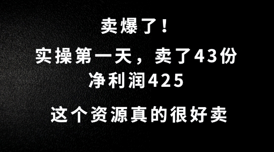 这个资源-需求很大-实操第一天卖了43份-净利润425【揭秘】-第2资源网