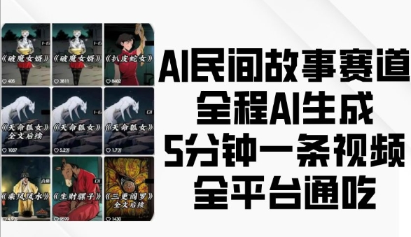 AI民间故事赛道-全程AI生成5分钟一条视频-全平台通吃-第2资源网