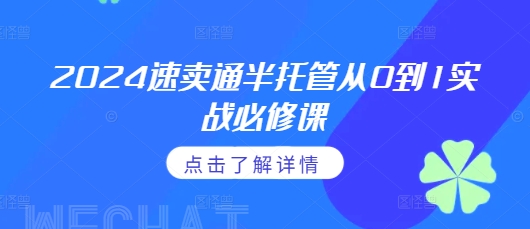 2024速卖通半托管从0到1实战必修课-掌握通投广告打法、熟悉速卖通半托管的政策细节-第2资源网