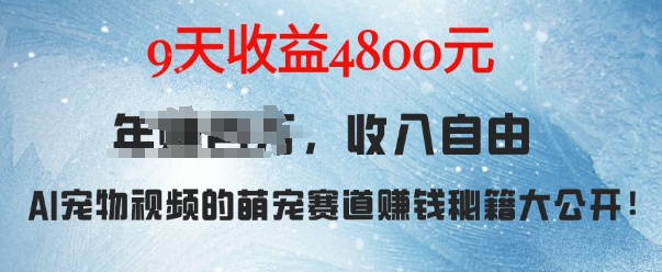 萌宠赛道赚钱秘籍：AI宠物兔视频详细拆解-9天收益4.8k-第2资源网